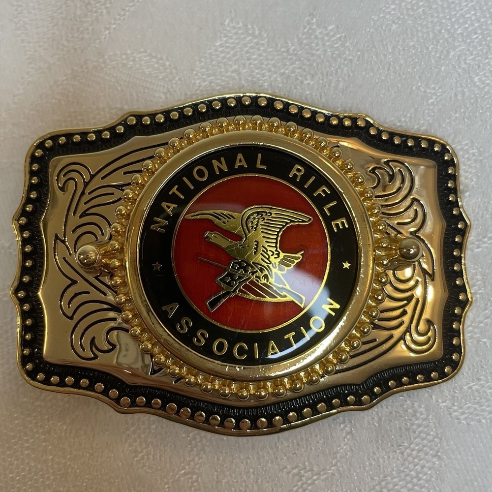 NRA Vintage National Rifle Association Belt Buckle Ornate Gold Tone